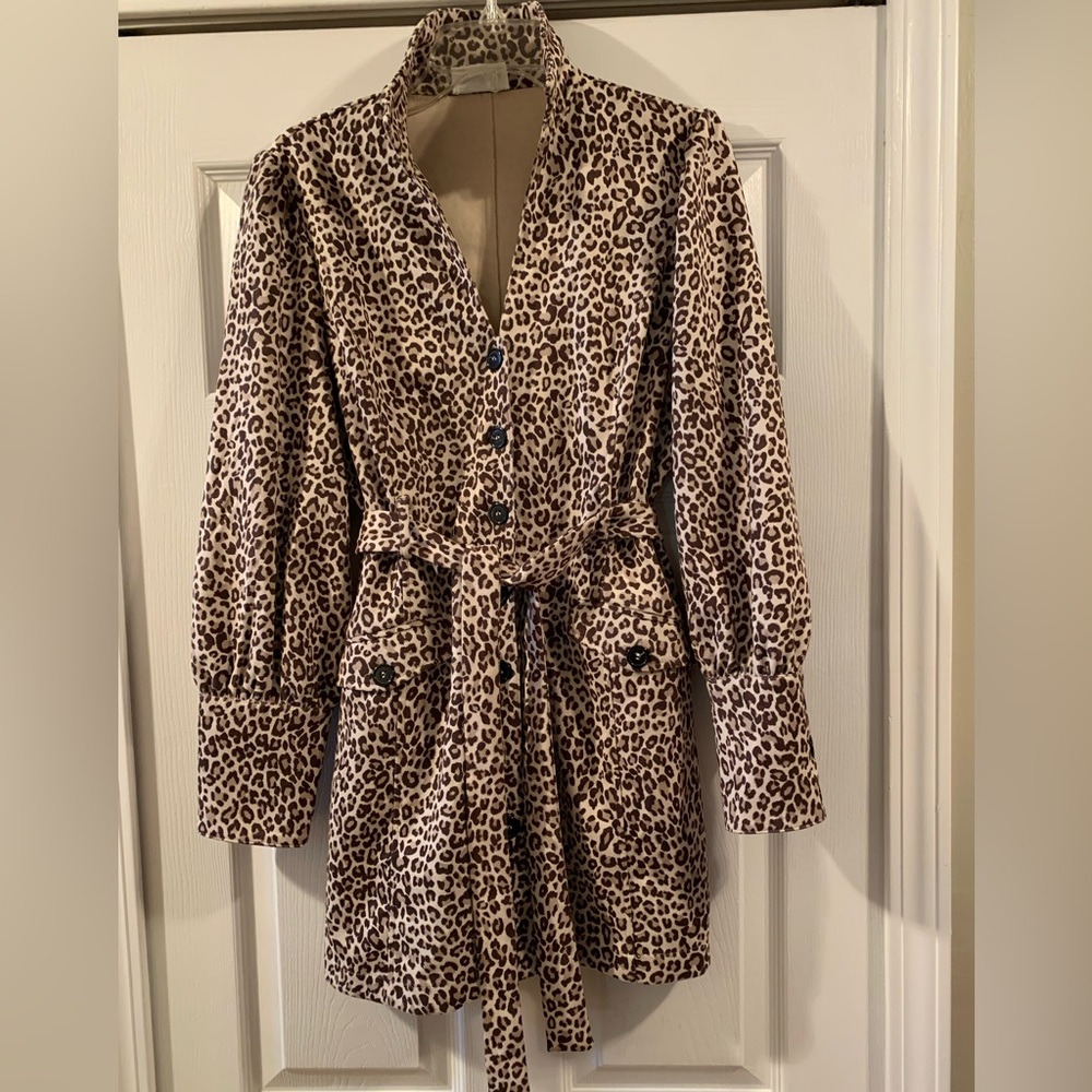 Sexy Animal print Coat/Trench. Size Large Faux Suede.
